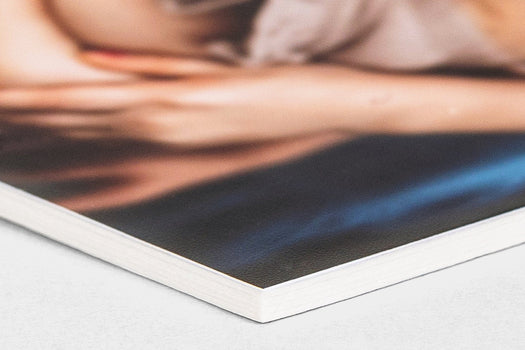 Close-up Corner detail of a photo print mounted on a Double Weight Matboard.