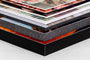 Close-up Corner detail of all mounting options, including Single Weight Matboard. 
