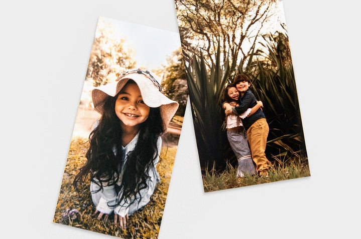 Two 5x10" Pano Photo Prints featuring pictures of two children outdoors.
